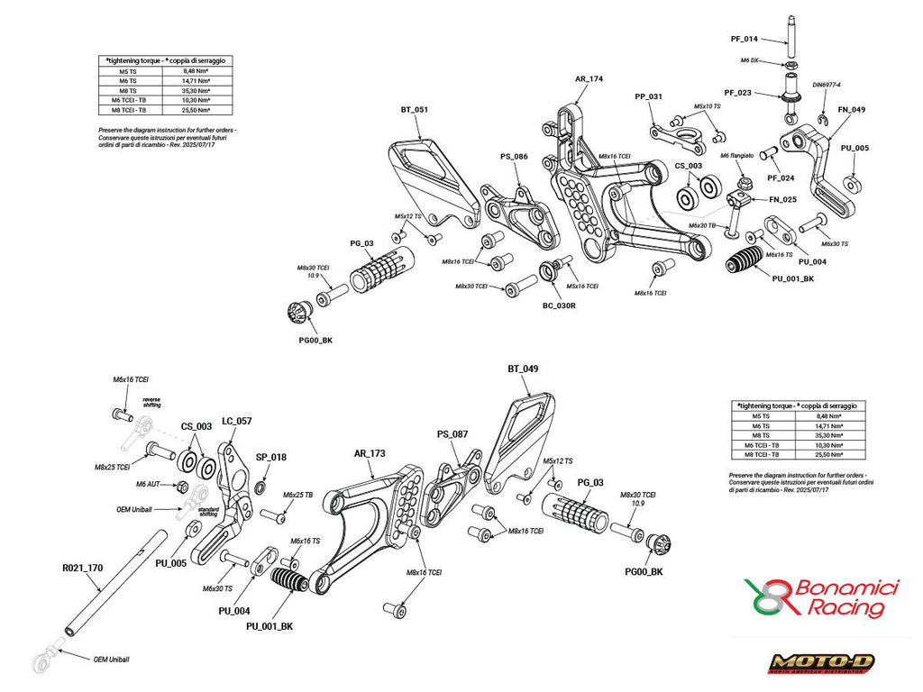Bonamici Ducati Streetfighter V4/S Rearsets (2025+)