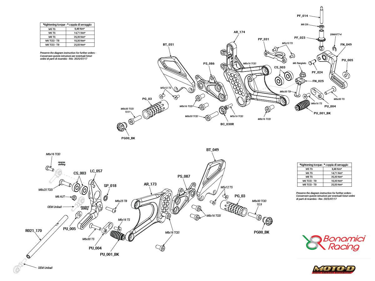 Bonamici Ducati Streetfighter V4/S Rearsets (2025+)