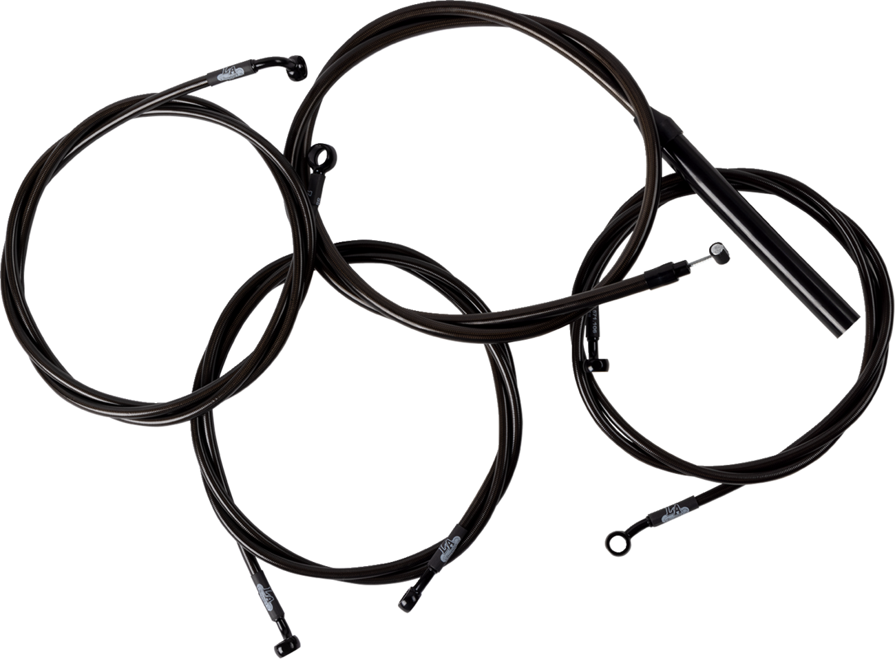 LA CHOPPERS Complete Midnight Braided Handlebar Cable/Brake Line Kit — Standard