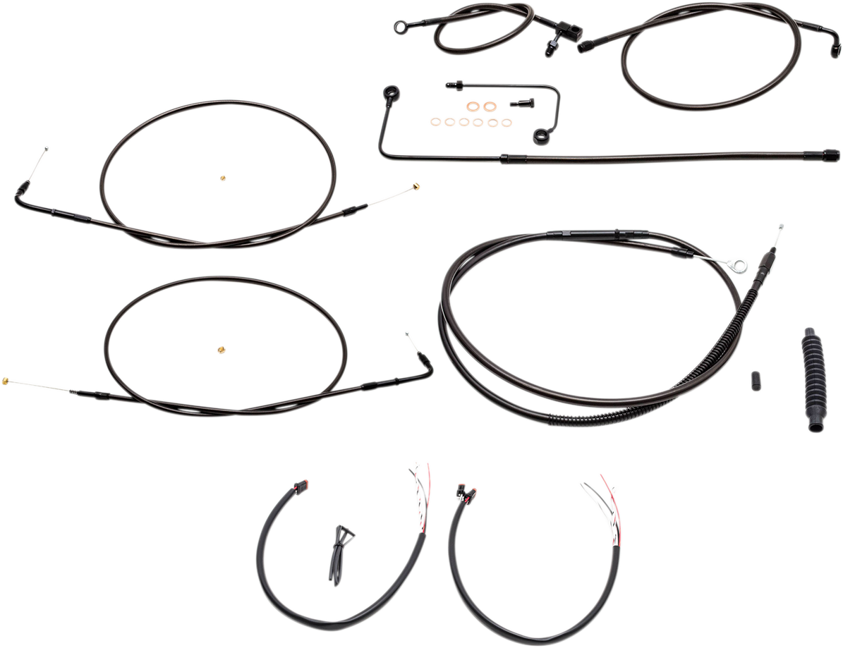LA CHOPPERS Complete Midnight Braided Handlebar Cable/Brake Line Kit — Standard