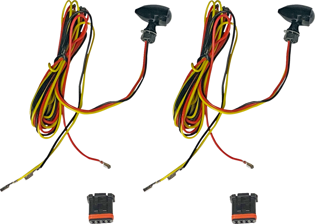 CUSTOM DYNAMICS Micro Bullet Turn Signals - LED / Amber/Red- Black 2020-2193