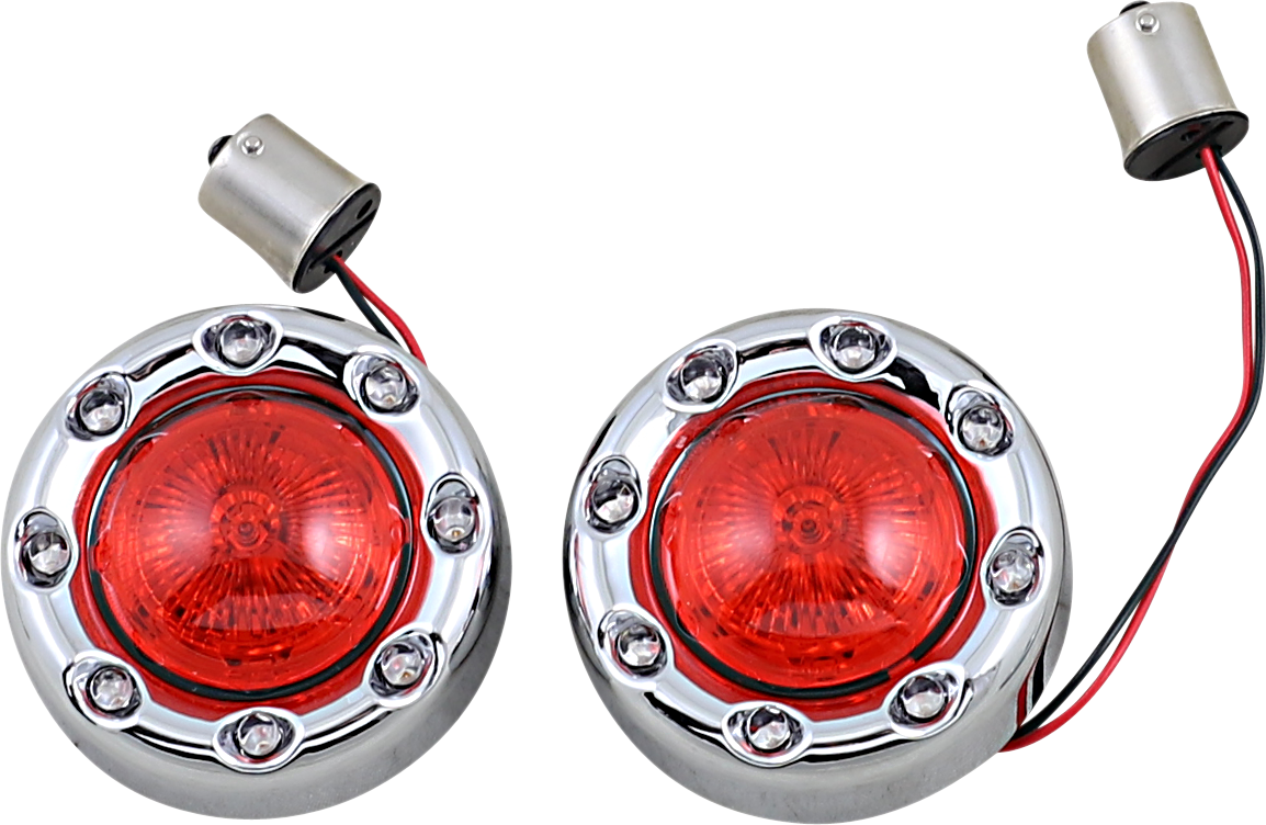 CUSTOM DYNAMICS Bullet Turn Signal 1156 - Chrome / Red Lens 2020-1937