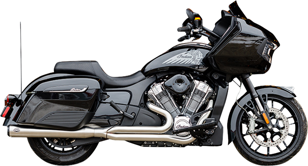 2-into-1 Qualifier Exhaust System - Brushed Stainless Steel - Race Only - Indian with PowerPlus