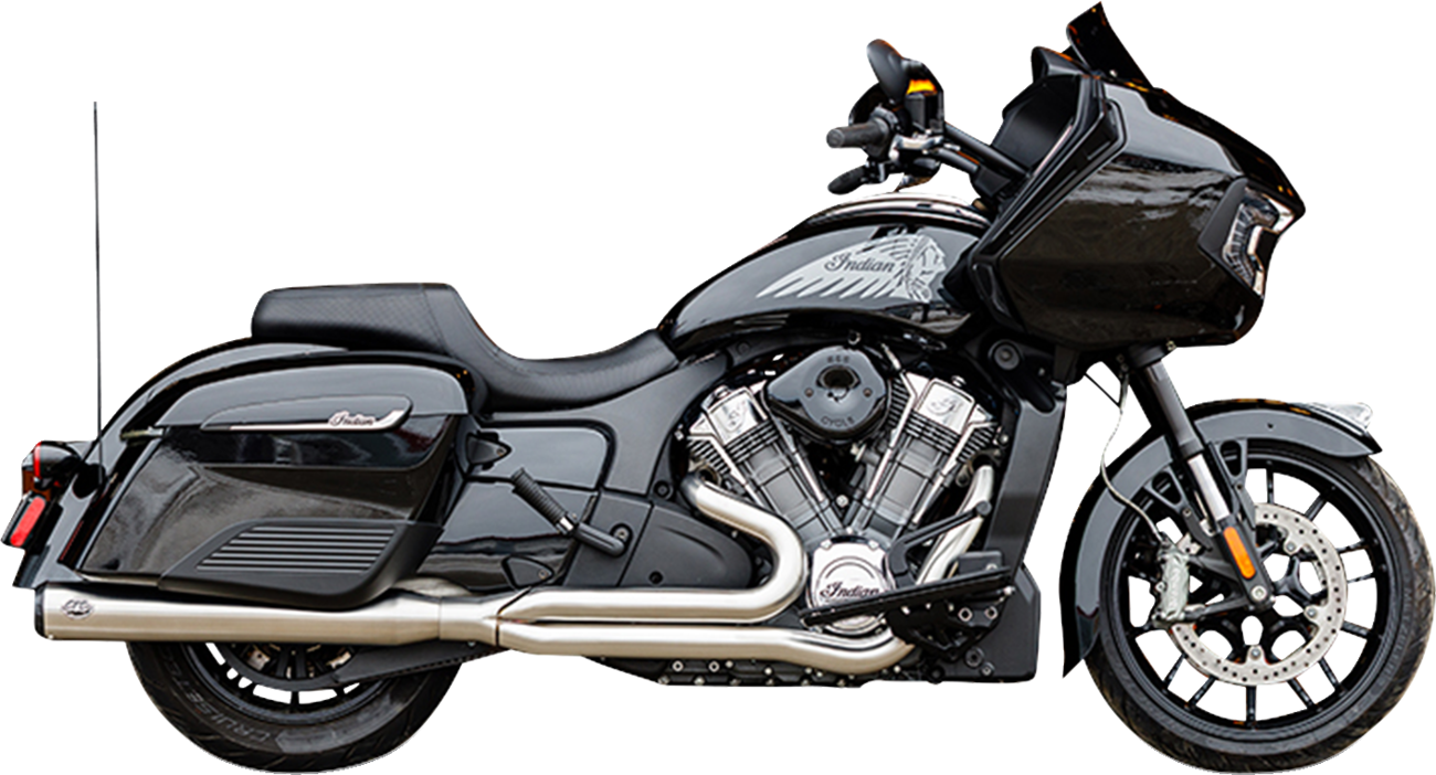 2-into-1 Qualifier Exhaust System - Brushed Stainless Steel - Race Only - Indian with PowerPlus