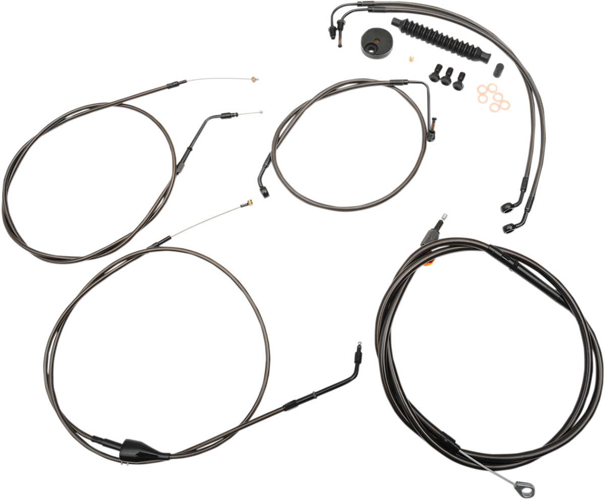 LA CHOPPERS Standard Midnight Braided Handlebar Cable/Brake Line Kit — Ape Hanger