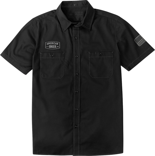 AMERICAN BIKER Biker Sam Contrast Stitch Shop Shirt - Black/Gray / 2XL 3040-3432