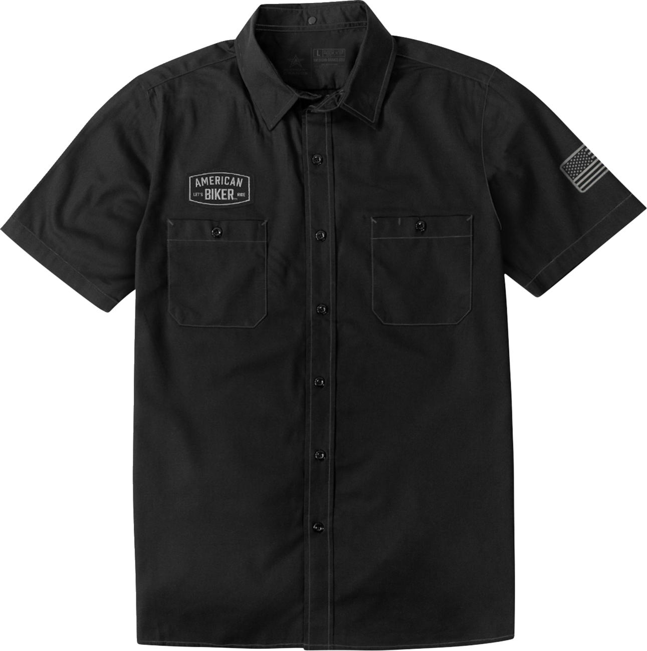 AMERICAN BIKER Biker Sam Contrast Stitch Shop Shirt - Black/Gray / Small 3040-3428