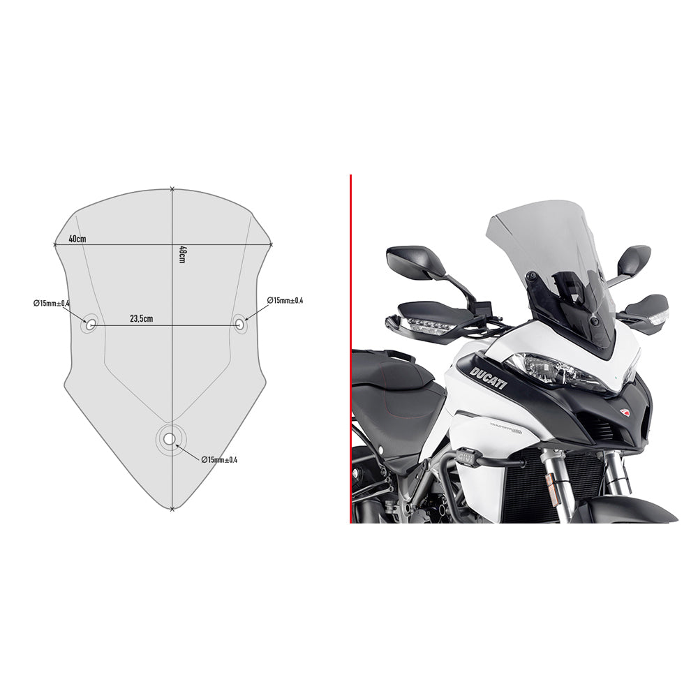 GIVI D7406S Specific Screen Smoked for Ducati Multistrada 1200, Ducati Multistrada 1260, and Ducati Multistrada 1260 Enduro