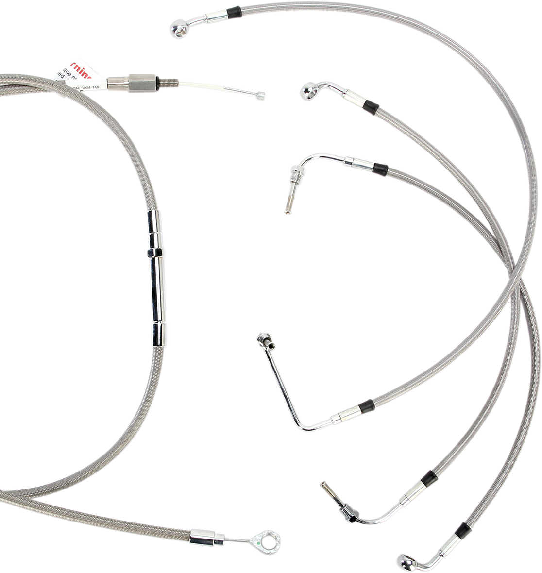 BURLY BRAND Complete Stainless Braided Handlebar Cable/Brake Line Kit - 13" Ape Hangers- '08-'13 FLH 0610-0811