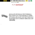 12014PD Arrow BMW R1300GS 2024 Homologated ALUMINIUM "DARK" Indy Race Evo Silencer With Carbon End Cap dB-Killer for Indy Race EVO silencer with carbon end cap