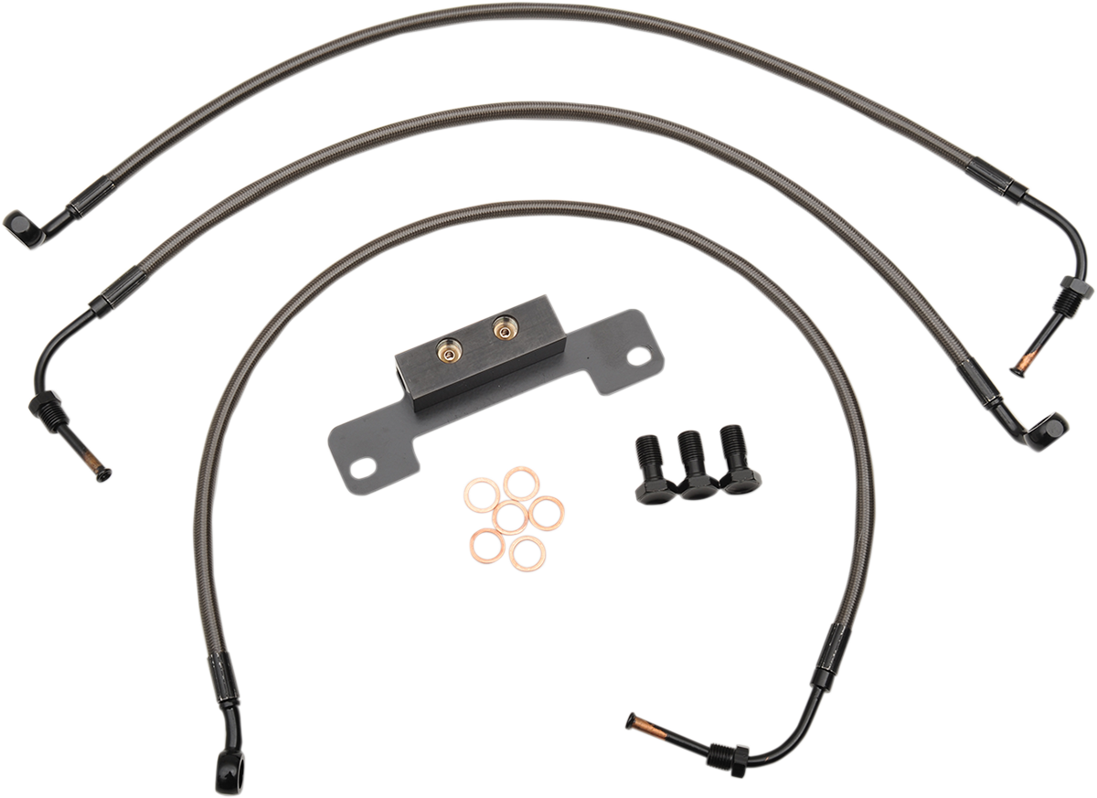 LA CHOPPERS Midnight Braided Brake Line Kit