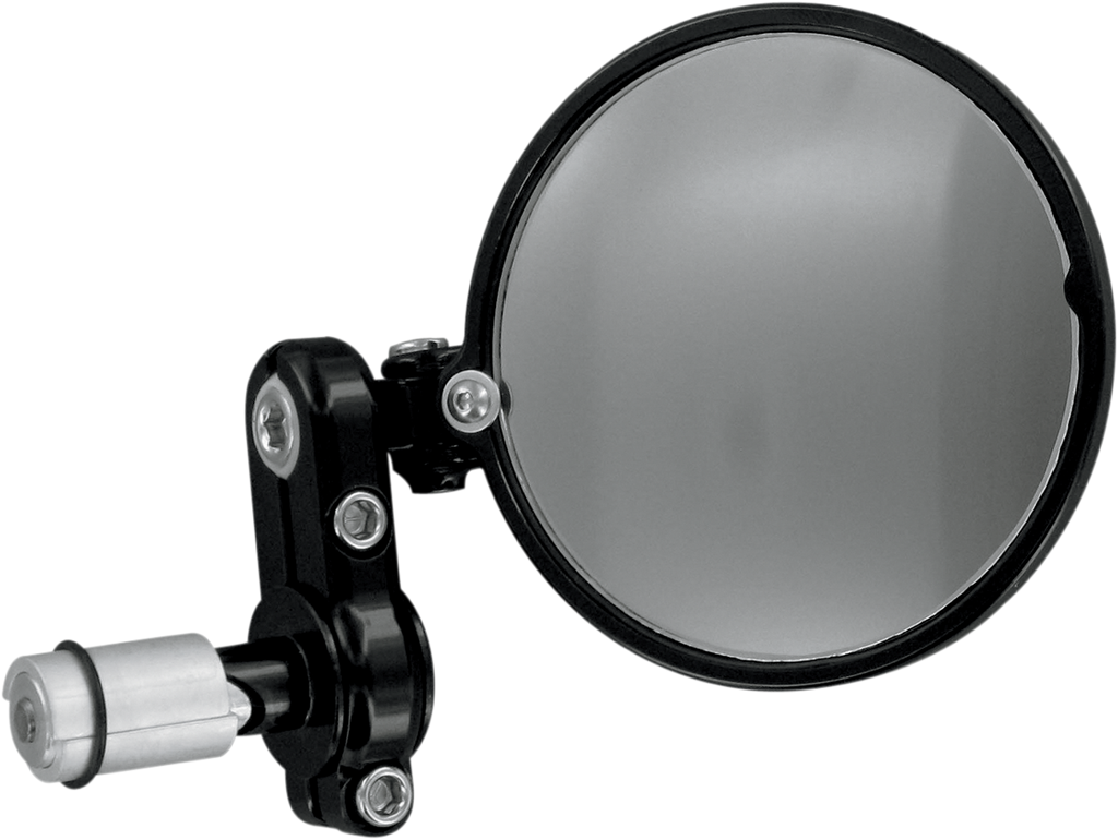 PSR Folding Bar End Mirror - Mirror / Franco/Folded-In / Side View/Bar-End / Round / Black 0640-0446