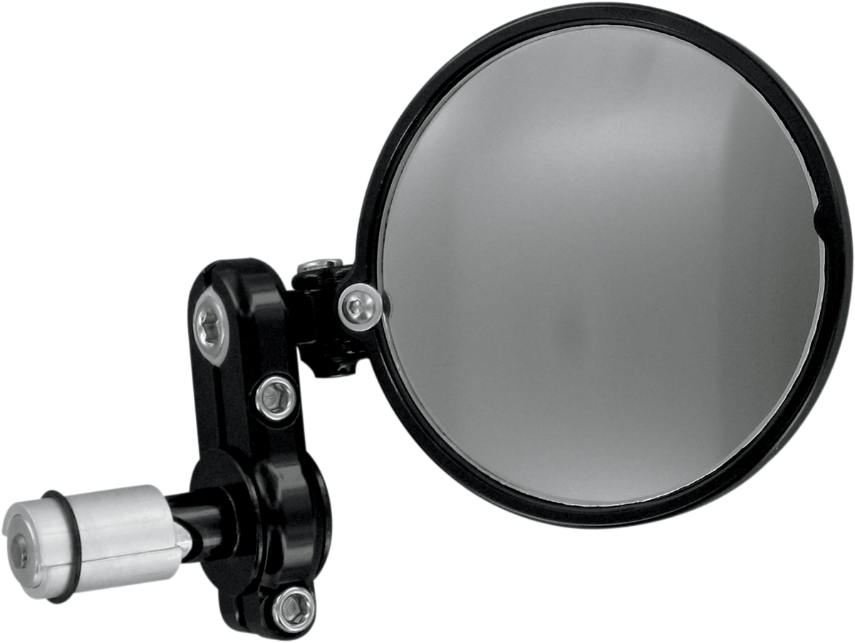 PSR Folding Bar End Mirror - Mirror / Franco/Folded-In / Side View/Bar-End / Round / Black 0640-0446