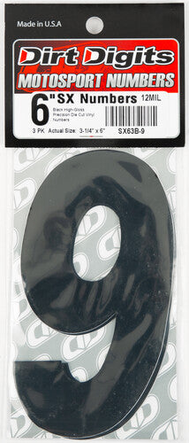 DIRT DIGITS Super X Competition Stick-on Numbers - SX63B-9