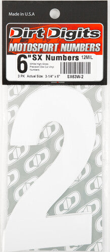 DIRT DIGITS Super X Competition Stick-on Numbers - SX63W-2