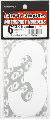 DIRT DIGITS Super X Competition Stick-on Numbers - SX63W-3