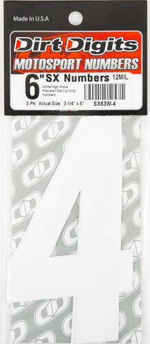 DIRT DIGITS Super X Competition Stick-on Numbers - SX63W-4