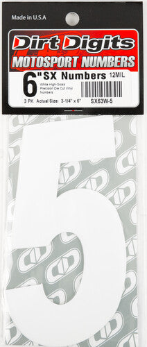 DIRT DIGITS Super X Competition Stick-on Numbers - SX63W-5