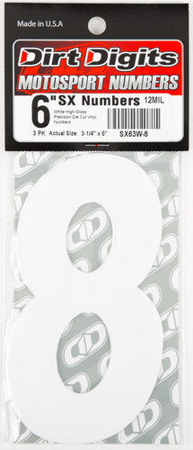 DIRT DIGITS Super X Competition Stick-on Numbers - SX63W-8