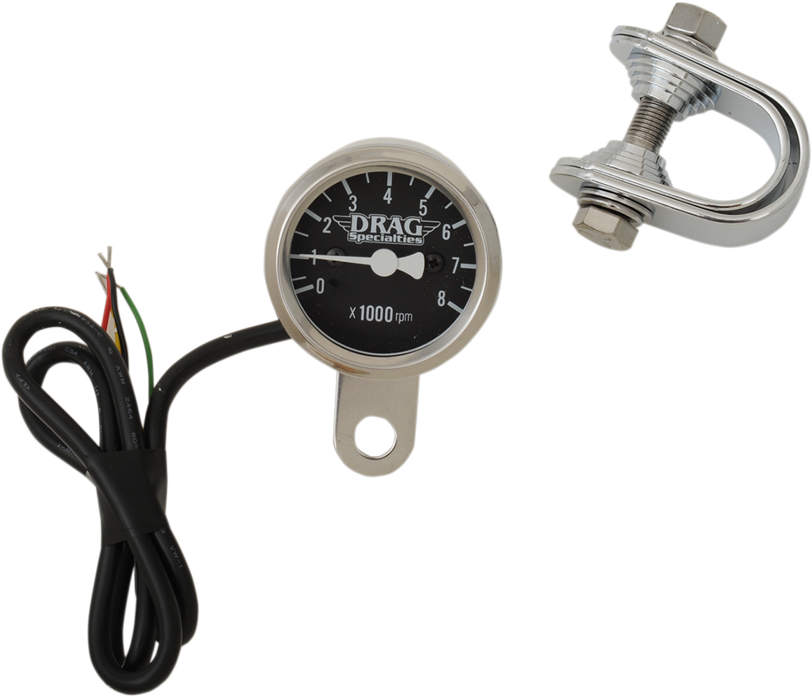 DRAG SPECIALTIES 1-7/8" Electronic Mini Tachometer - Electronic Mini Tachometer / Steel Housing / LED Illuminated Black Face / 1-7/8" 2211-0055