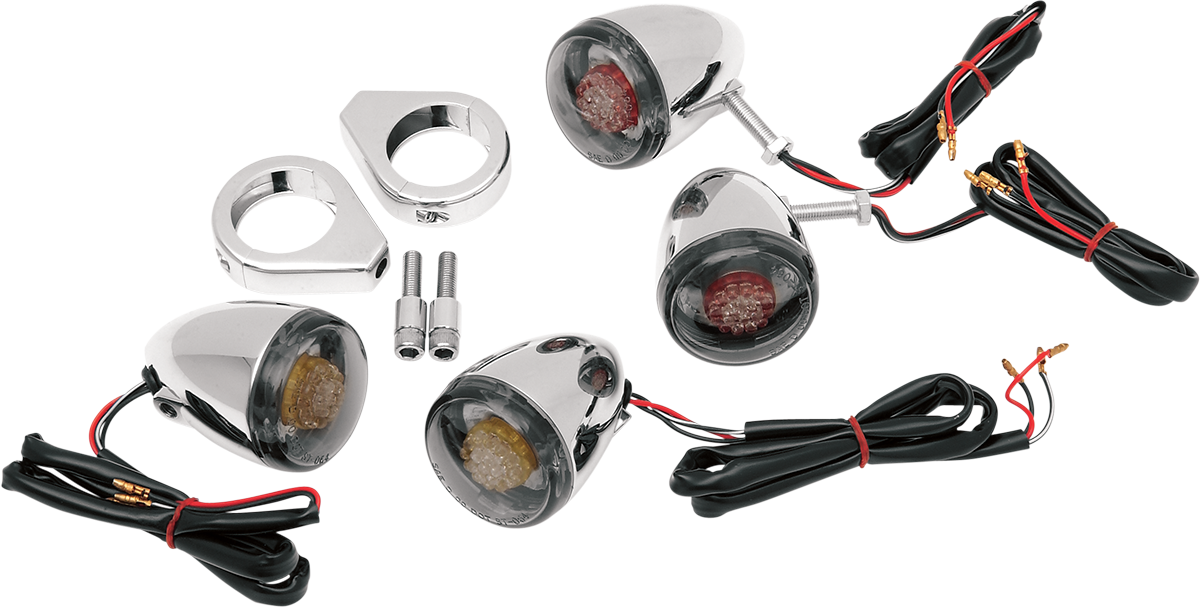 DRAG SPECIALTIES Custom Deuce-Style LED Turn Signal Kit - Turn Signal Kit / Red/Smoke 2020-0275