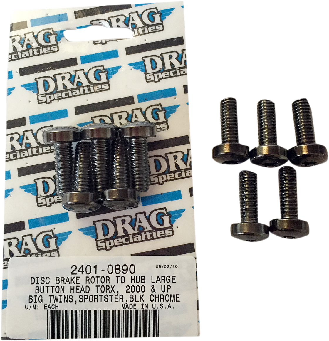 DRAG SPECIALTIES Disc Brake Hub Mounting Kit - Mounting Kit / Rotor to Hub / Front / Black 2401-0890