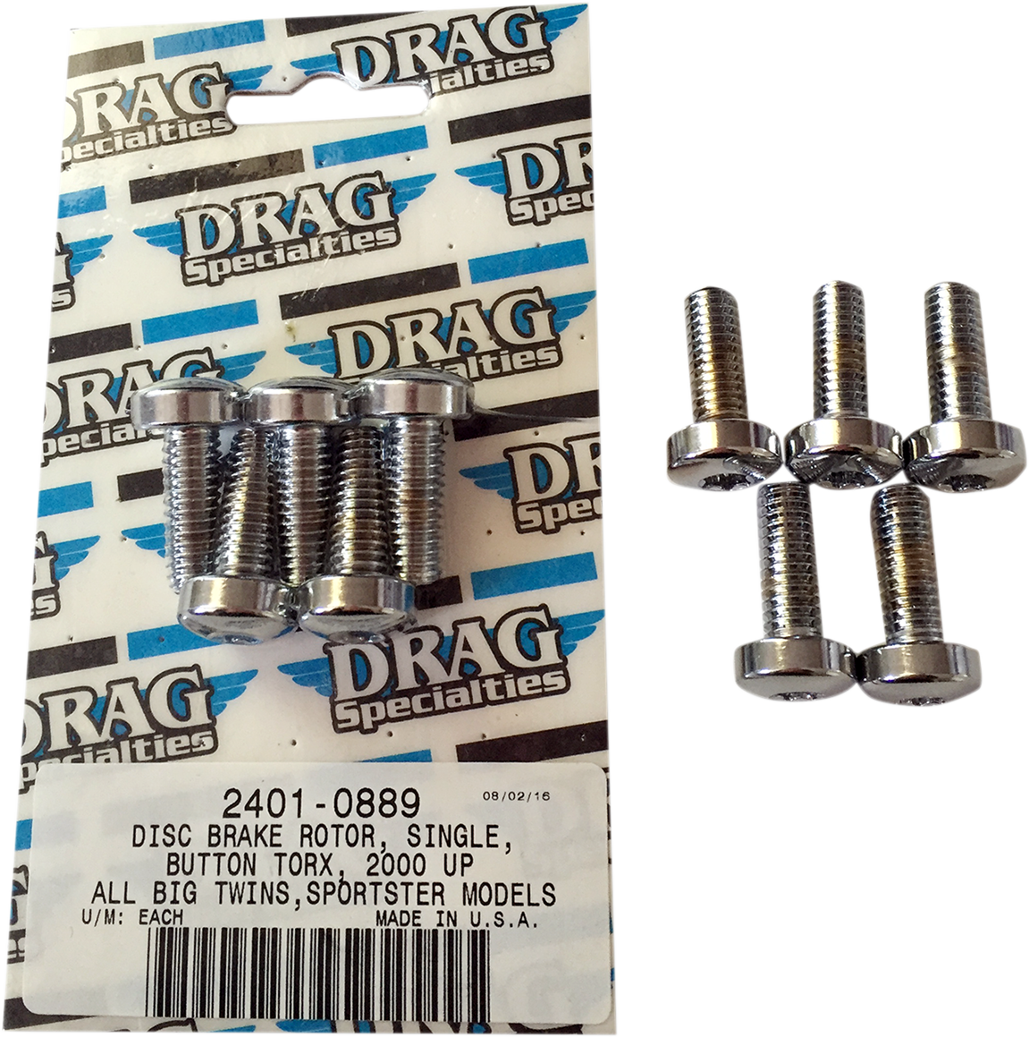 DRAG SPECIALTIES Disc Brake Hub Mounting Kit - Mounting Kit / Rotor to Hub / Front / Chrome 2401-0889