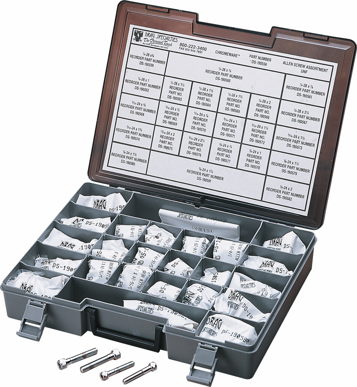 DRAG SPECIALTIES Fine-Thread Socket-Head Bolt Assortment Kit - Bolts / Socket-Head/Assortment / Knurled/Smooth / Fine Thread / Kit DS-190558