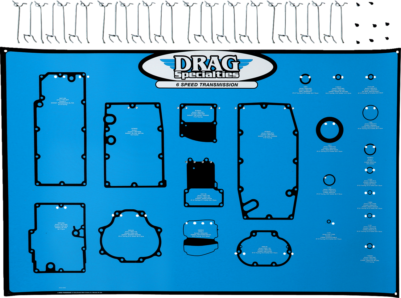 DRAG SPECIALTIES Gasket/Seal and O-Ring Display Board for 6-Speed Big Twin Transmissions - Gasket/Seal and O-Ring Display Board / 6 Speed Big Twin Transmissions 0934-6983