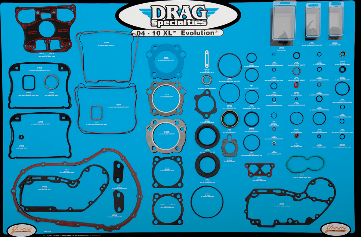 DRAG SPECIALTIES Gasket, Seal and O-Ring Display for 04-15 Xl Evolution Motors - Gasket Board / XL 0934-1878