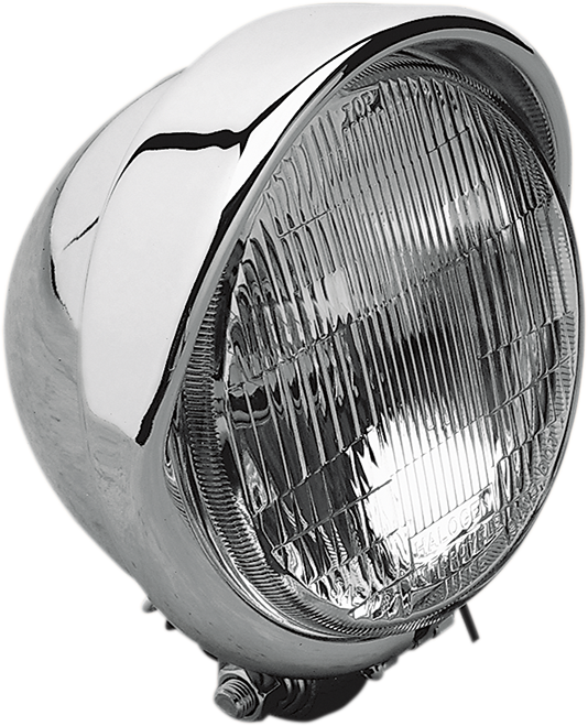 DRAG SPECIALTIES Headlight Assembly w/ Built-In Visor - Headlight with Visor- H-4 / 5-3/4" / Chrome DS-280095