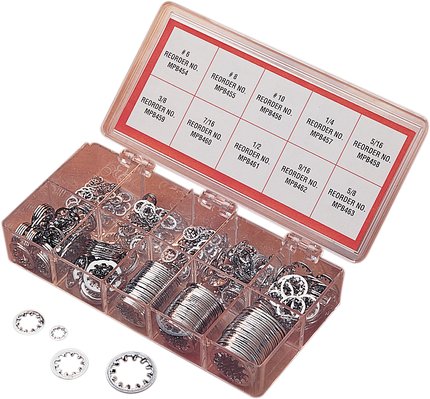 DRAG SPECIALTIES Inside Star Washer Assortment - Washer Kit- Inside Star / Chrome DS-190502