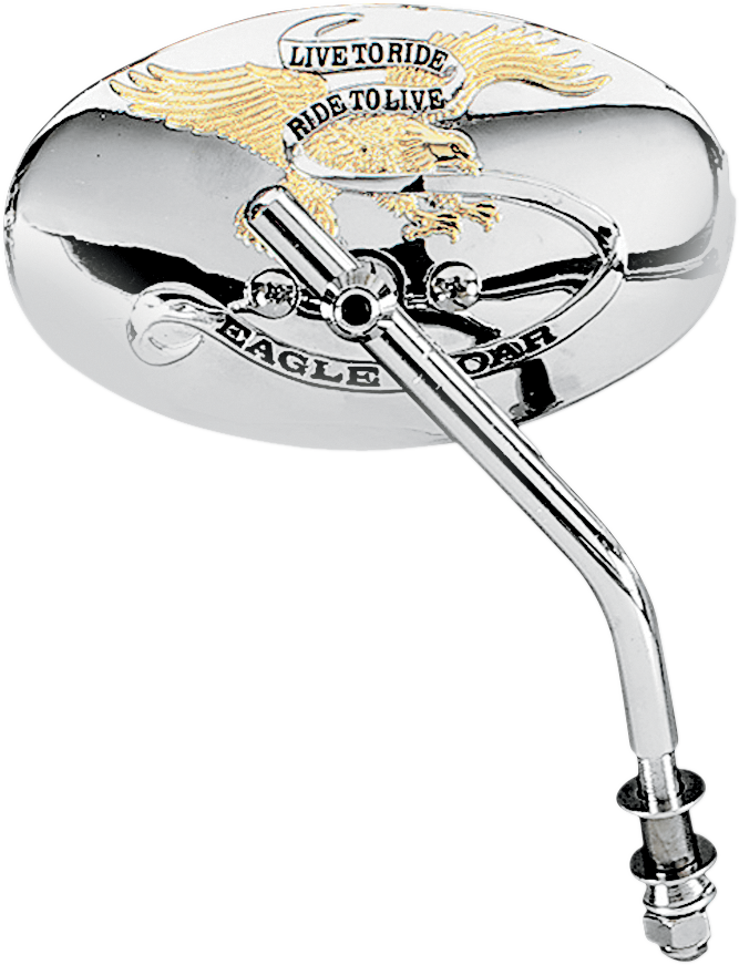 DRAG SPECIALTIES Live To Ride Custom Mirrors — Oval - Mirror / Live To Ride / Side View / Oval / Chrome/Gold / Each DS-302054