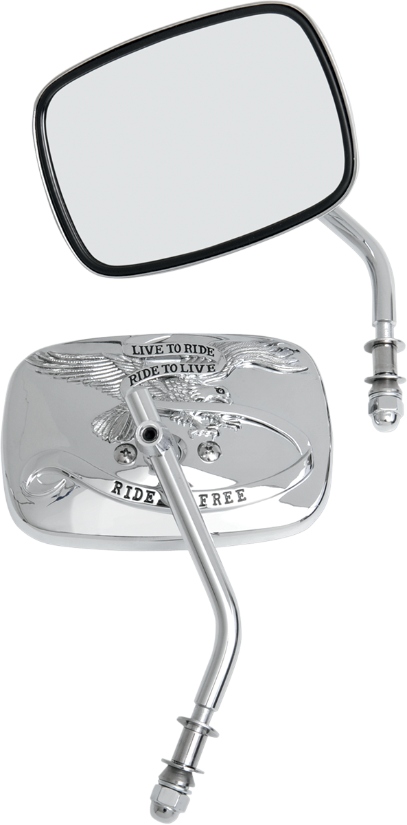 DRAG SPECIALTIES Live To Ride Custom Mirrors — Rectangle