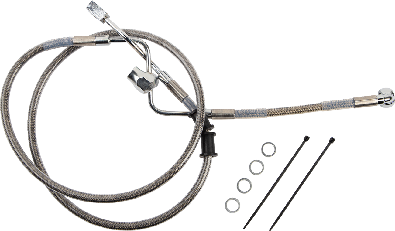 DRAG SPECIALTIES Rear Brake Line - Brake Line / Rear / Master Cylinder to ABS / Stainless Steel 1741-6342