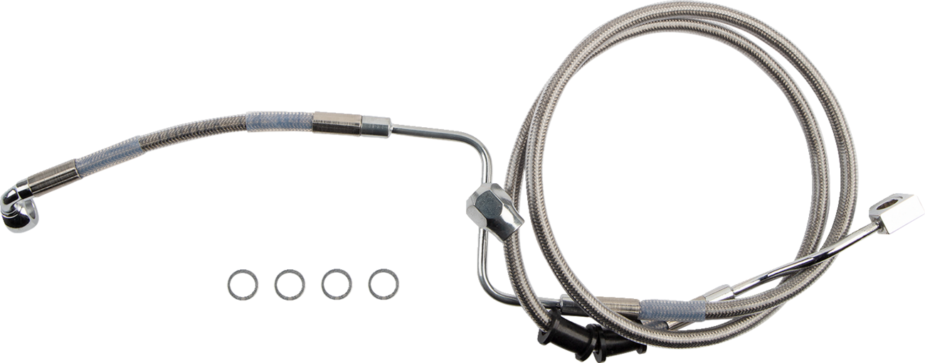 DRAG SPECIALTIES Rear Brake Line - Brake Line / Rear / Master Cylinder to ABS / Stainless Steel 1741-6346