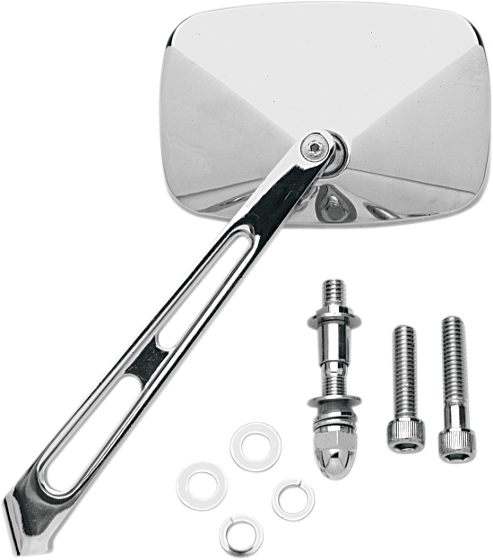 DRAG SPECIALTIES Rectangular Mirror with Air Stem - Mirror with Air Stem / Side View / Rectangle / Chrome / Left/Right / Each 0640-0006