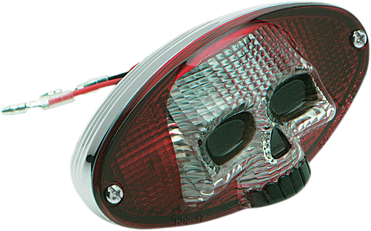DRAG SPECIALTIES Red and Clear Skull Taillight - Taillight / Red Cat Eye with Skull Face 0902-1242