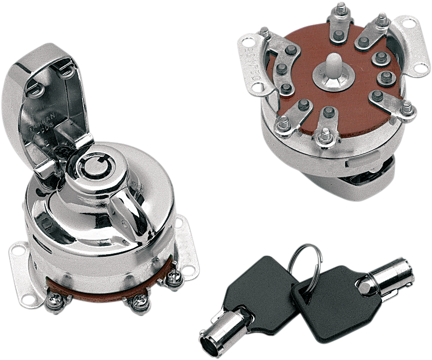 DRAG SPECIALTIES Round Key Internal Contact Switch - 6-Pole Ignition Switch / Round Key 0909-0202