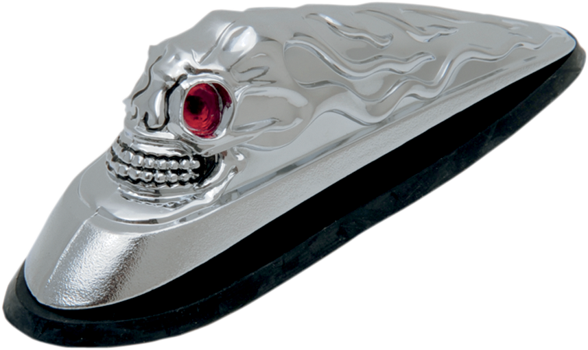 DRAG SPECIALTIES Skull Head Front Fender Ornament - Skull Head / Illuminated Eyes / Chrome DS-287533