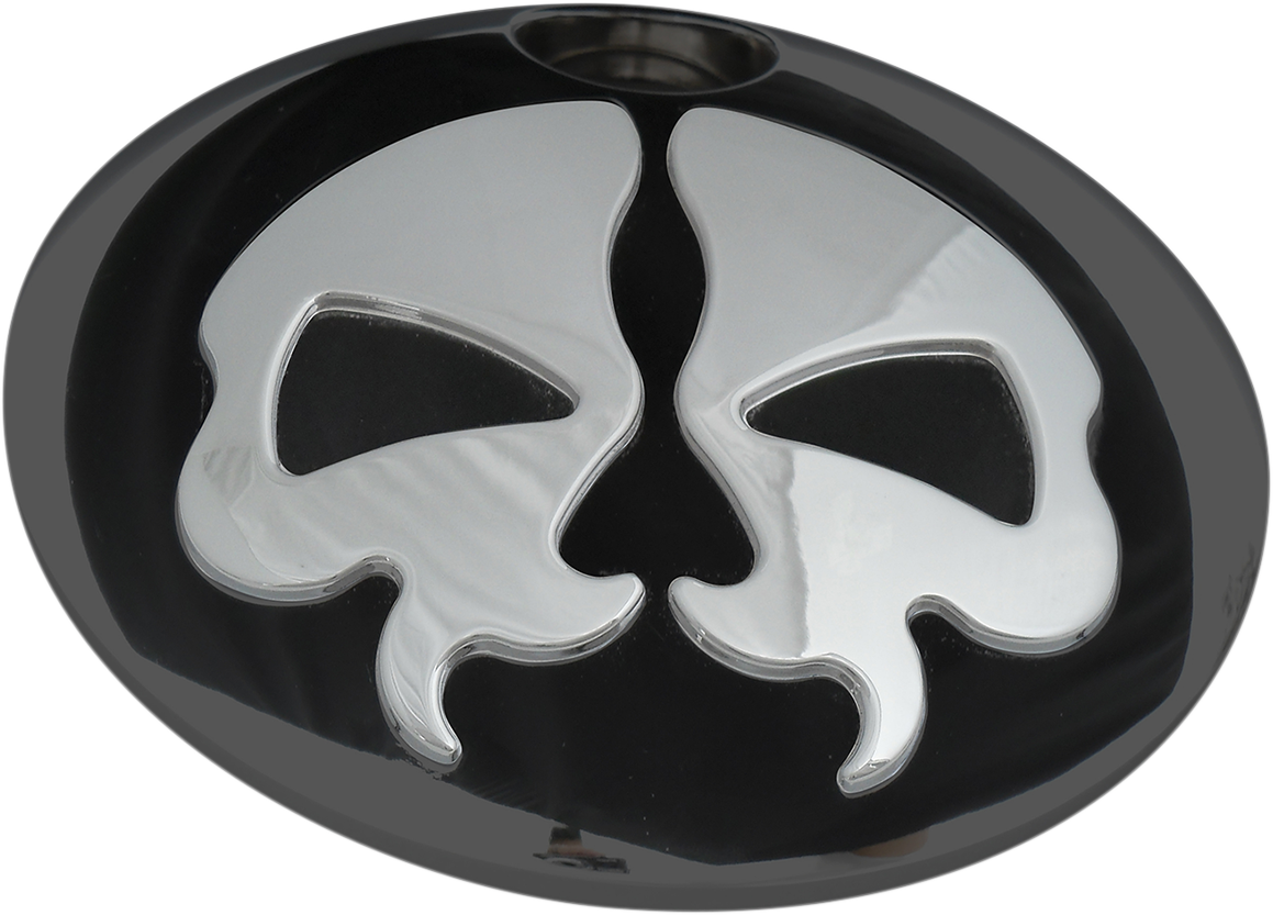 DRAG SPECIALTIES Split Skull Fuel Door - Fuel Door / Split Skull / Black with Chrome 0703-0792