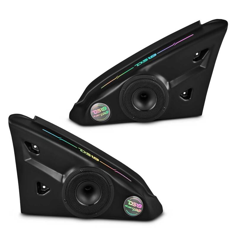 DS18 2015+ Polaris Slingshot Arm Rest Enclosure w/d 2x PRO-HY6.4MSL Speakers & LED Lights - SLG-AR6LDV2