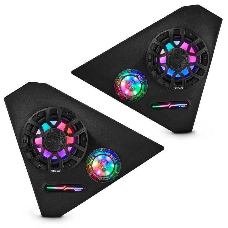 DS18 2015+ Polaris Slingshot Loaded Front Kick Panel w/ 2x NXL-IQ6/BK & 2x PRO-TW1LD Included w/LEDs - SLG-FKP6LDV2