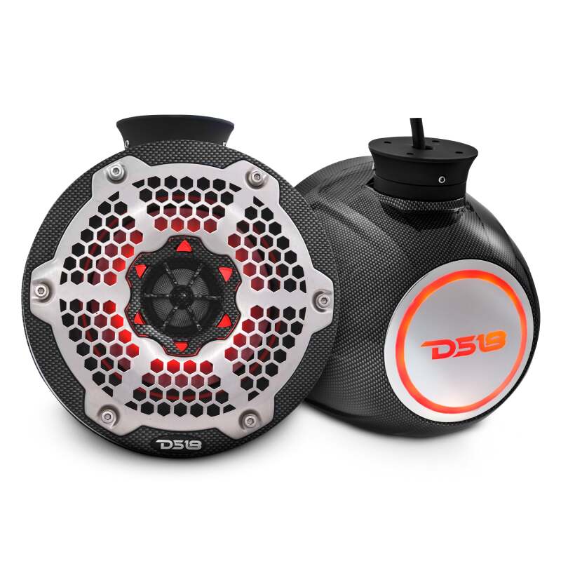 DS18 Compact Towers With Flat And Pole Mounts 6.5in 100 Watts RMS RGB LED Lights Black Carbon Fiber - CF-PS6
