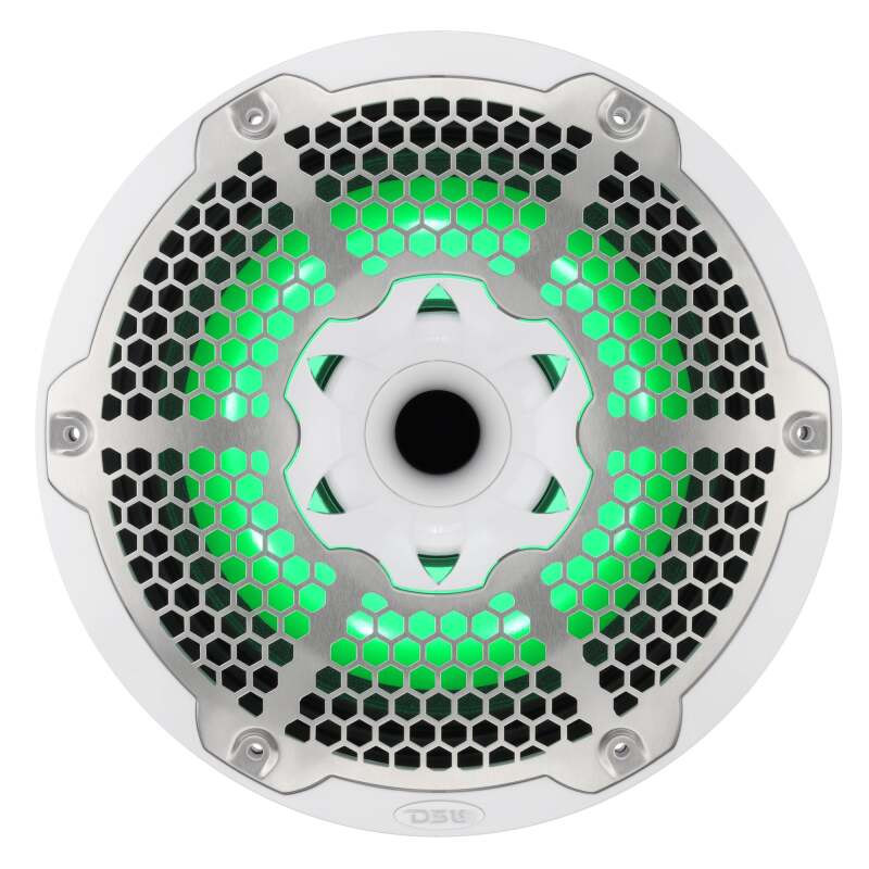 DS18 Hybrid Marine Speaker w/ Driver And RGB LEDs 10in 2-Way 450 Watts RMS 4 ohm White w/ Cover - NXL-10MD/WH