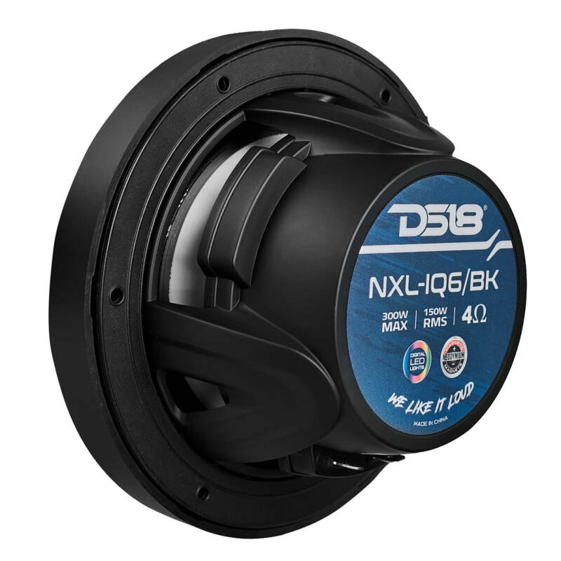 DS18 Marine 6.5in 2-Way 150 Watts RMS 4 ohm Digital LED Lights Bullet Tweeter Covers Included Black - NXL-IQ6/BK