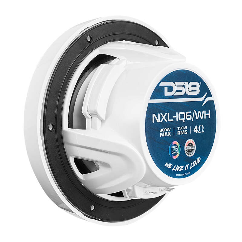 DS18 Marine 6.5in 2-Way 150 Watts RMS 4 ohm Digital LED Lights Bullet Tweeter Covers Included White - NXL-IQ6/WH