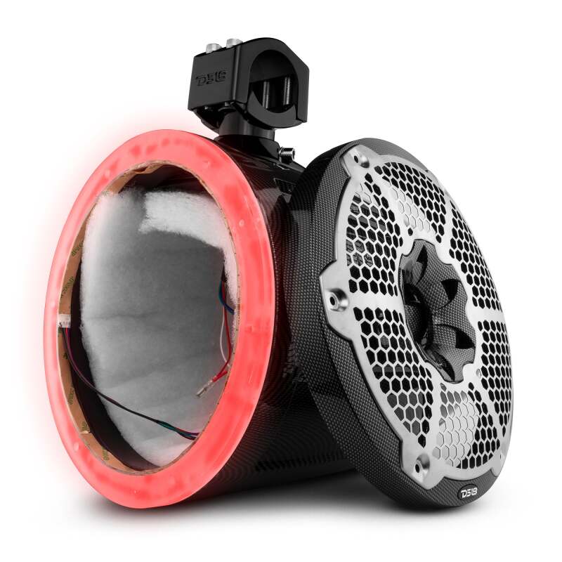 DS18 Marine And Powersports Towers 10in RGB LED Lights Black Carbon Fiber Speakers Not Included - CF-X10TP.NS