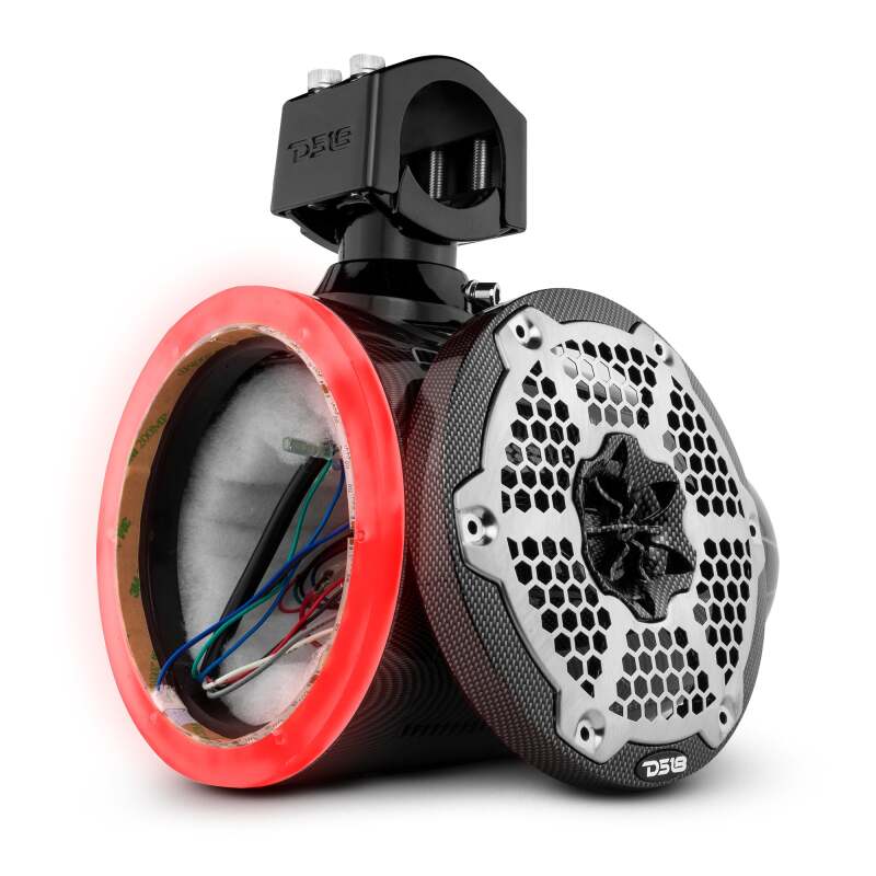 DS18 Marine And Powersports Towers 6.5in RGB LED Lights Black Carbon Fiber Speakers Not Included - CF-X6TP.NS