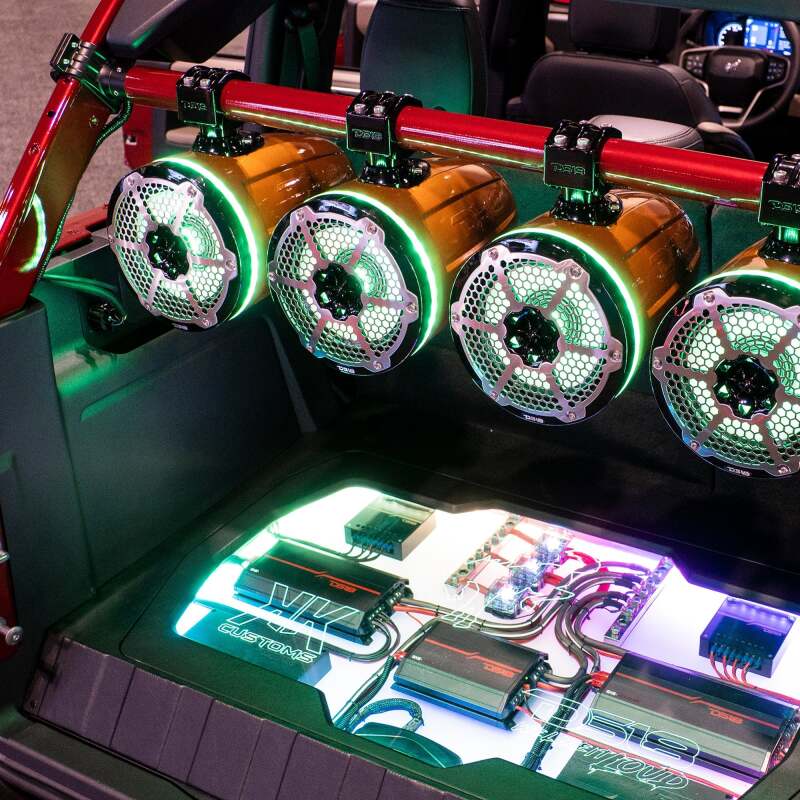 DS18 Marine And Powersports Towers 8in 1in Driver 180 Watts RMS RGB LED Lights Black - NXL-X8TPNEO/BK